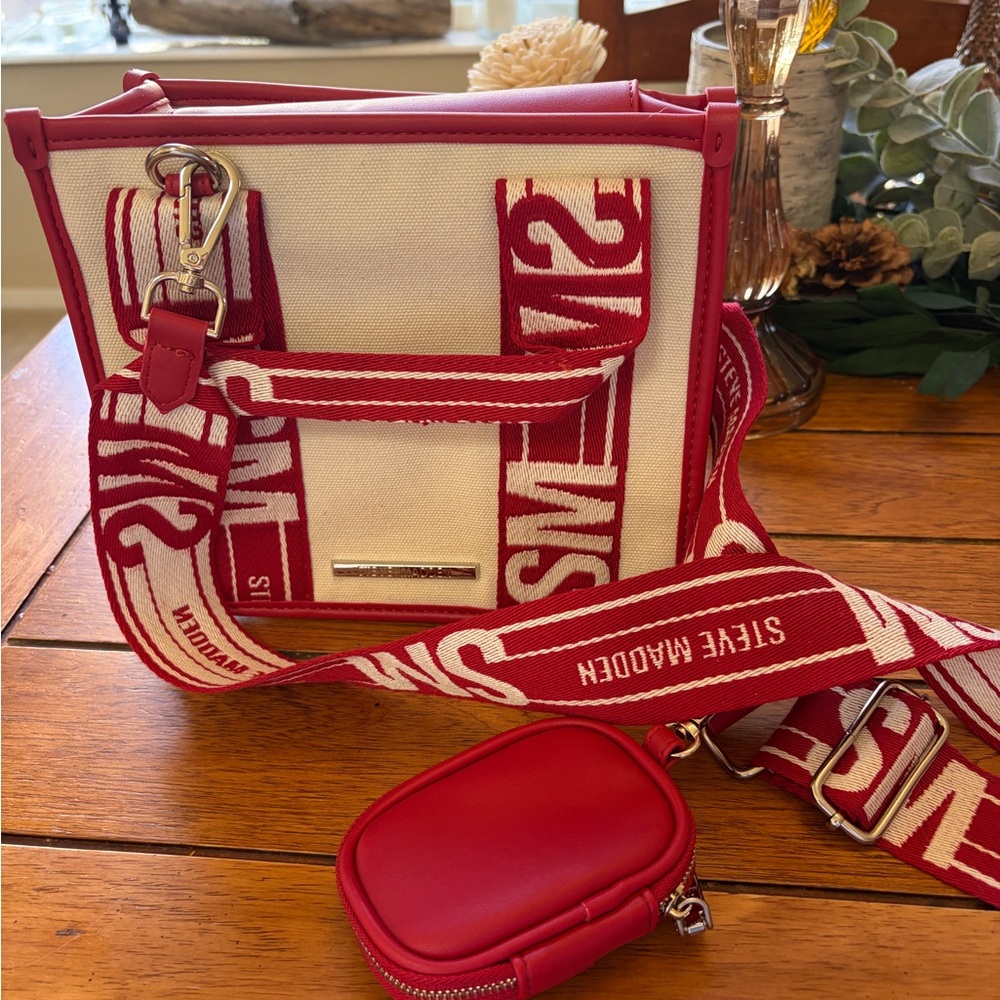 Steve Madden Red and Cream Crossbody Bag